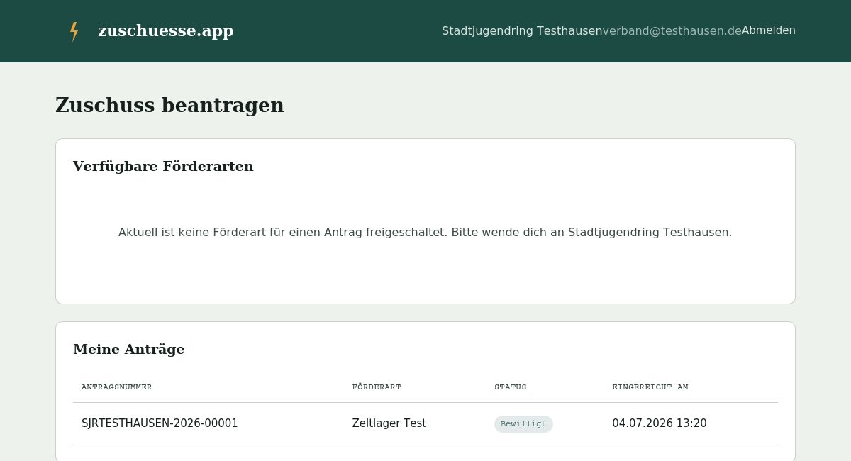 Zuschuss beantragen